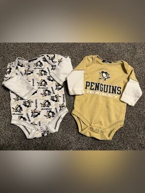 NHL Pittsburgh Penguins 2pc Baby Bodysuit  Set 0-3M Long Sleeve